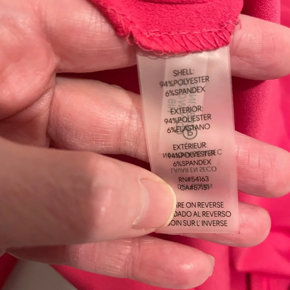 Calvin Klein Brand Women's Size 2  BRIGHT Pink Long Sleeve Bow Shift Dress - Picture 3 of 4